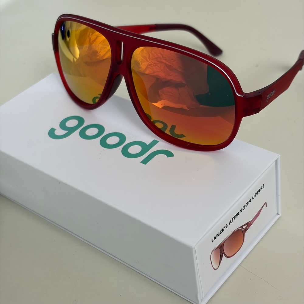 goodr Super Fly Lances Afternoon Uppers Sunglasses Red Polarized SFG1018 Aviator